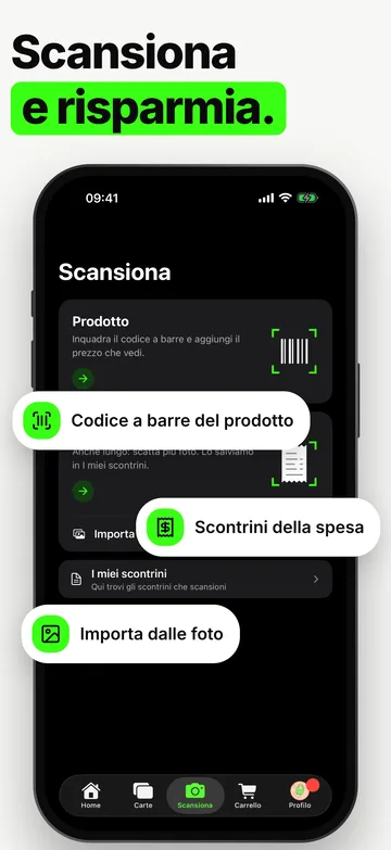 Prisy scanner for product barcodes, grocery receipts, and photo imports